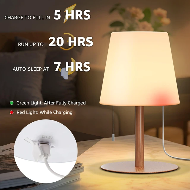 Alt view image 4 of 7 - Shower Lamp Rechargeable Cordless Light Waterproof for Bathroom Spa Portable Battery Operated Table Lamp RGB Mood Lighting LED Night Light for Patio kitchen Camping (Wood Grain)