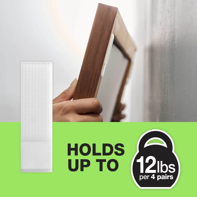 Alt view image 2 of 7 - reMOVEables Medium Picture Hanging Strips, Damage-Free Removable Adhesive Wall Strips, Picture Hangers, Stick On Wall Mounting for Frames, Canvas, Home Décor, White, 12 Pairs (24 Pieces)