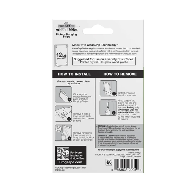 Alt view image 7 of 7 - reMOVEables Medium Picture Hanging Strips, Damage-Free Removable Adhesive Wall Strips, Picture Hangers, Stick On Wall Mounting for Frames, Canvas, Home Décor, White, 12 Pairs (24 Pieces)