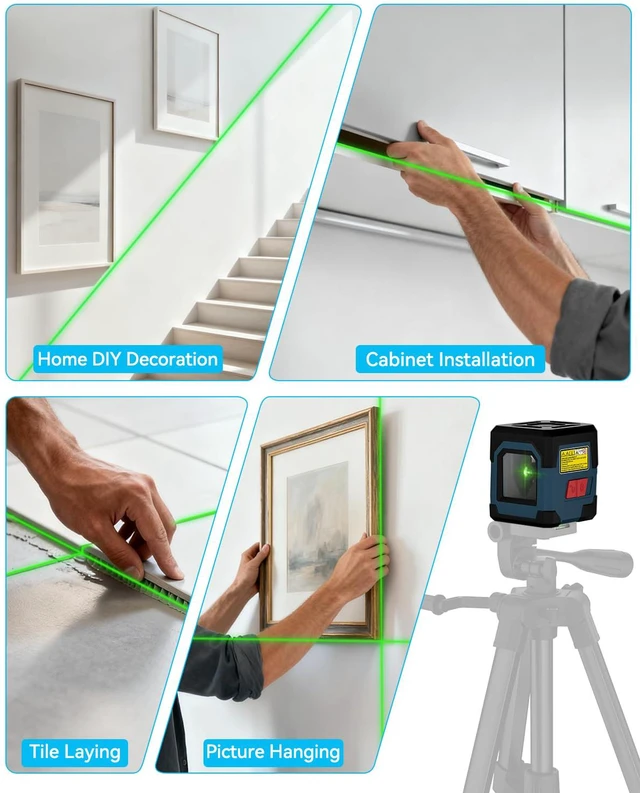Alt view image 7 of 7 - Laser Level, Cross Line Laser with Self-Leveling, Vertical and Horizontal Line, Rotatable 360 Degree, Carrying Pouch, Battery Included (Not Tripod)