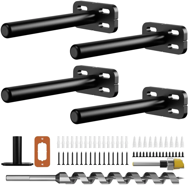 Main image of 4pcs Wall Shelf Brackets Heavy Duty Floating Shelf Bracket Hidden,Invisible Black Shelving Brackets Decorative Floating Shelf Hardware Heavy Duty,Metal Shelf Support Bracket(4"-4pcs)