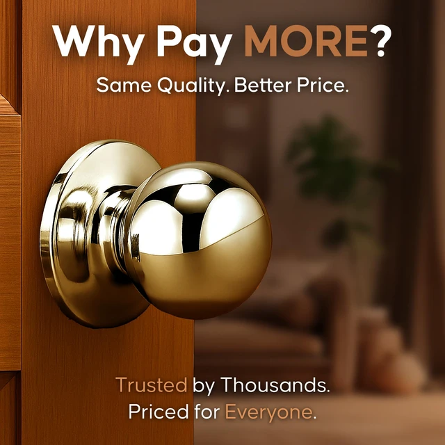 Alt view image 6 of 7 - BK2090PB Ball Door Knob, Dummy Function, 2 Pack, in Polished Brass