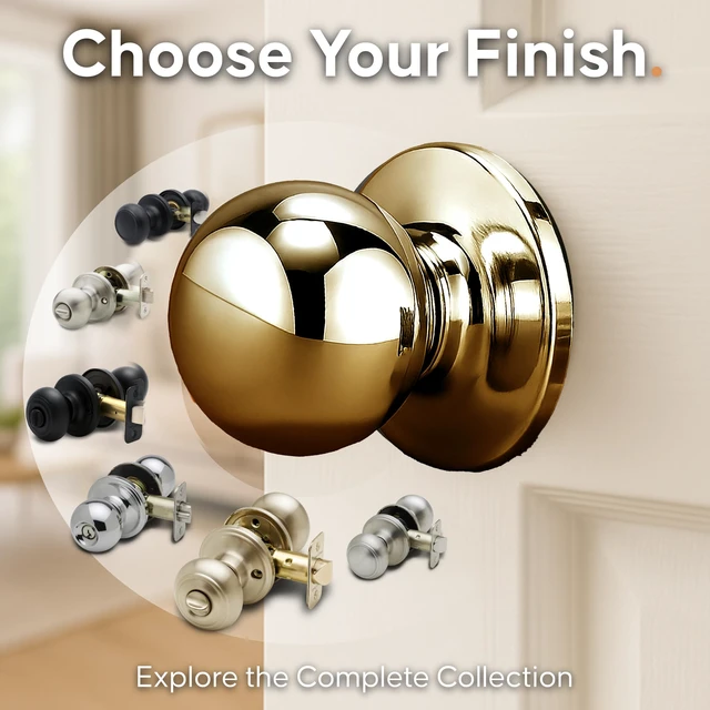 Alt view image 7 of 7 - BK2090PB Ball Door Knob, Dummy Function, 2 Pack, in Polished Brass