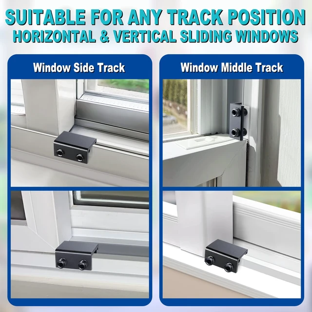 Alt view image 3 of 7 - Window Locks Security, Anti-Fall Aluminum Window Stopper (10 Sets) Window Locks for Up and Down Windows & Horizontal Windows, Sturdy Sliding Window Locks Protect Your Family and Pets