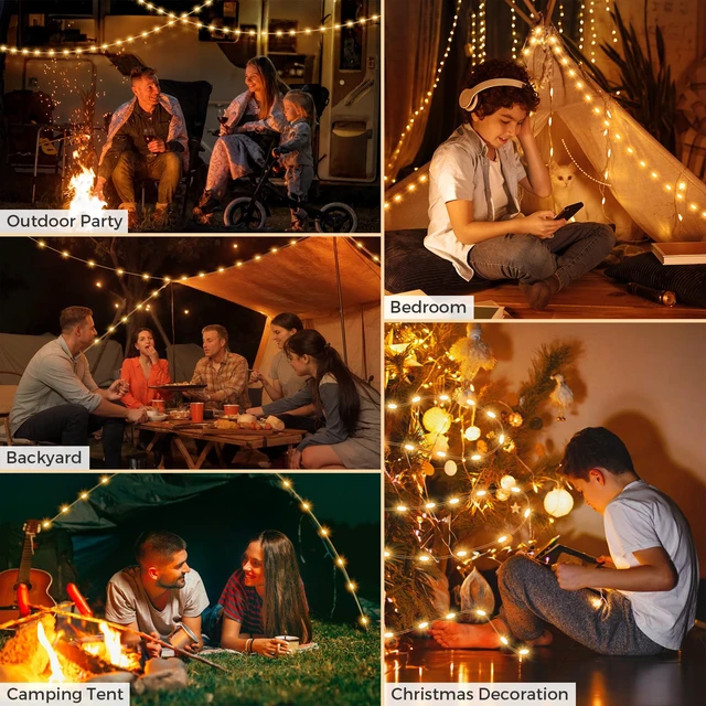 Alt view image 6 of 7 - 2-Pack Camping String Lights, 32.8FT Rechargeable with Storage Reel 8 Modes Quick storage rechargeable tent light with waterproof hanging LED design for RV awning, patio and outdoor camping gear