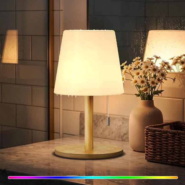 Main image of Shower Lamp Rechargeable Cordless Light Waterproof for Bathroom Spa Portable Battery Operated Table Lamp RGB Mood Lighting LED Night Light for Patio kitchen Camping (Bamboo)