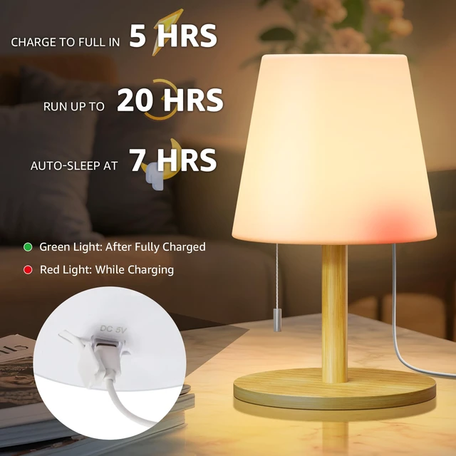 Alt view image 4 of 7 - Shower Lamp Rechargeable Cordless Light Waterproof for Bathroom Spa Portable Battery Operated Table Lamp RGB Mood Lighting LED Night Light for Patio kitchen Camping (Bamboo)
