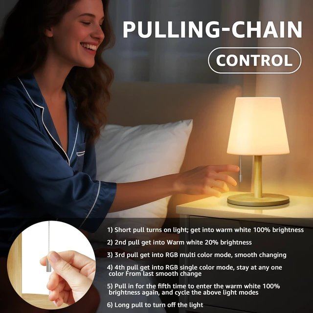 Alt view image 5 of 7 - Shower Lamp Rechargeable Cordless Light Waterproof for Bathroom Spa Portable Battery Operated Table Lamp RGB Mood Lighting LED Night Light for Patio kitchen Camping (Bamboo)