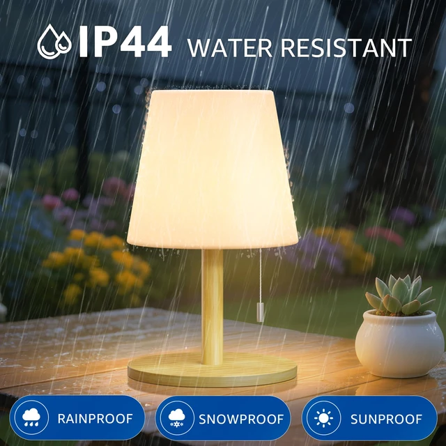 Alt view image 6 of 7 - Shower Lamp Rechargeable Cordless Light Waterproof for Bathroom Spa Portable Battery Operated Table Lamp RGB Mood Lighting LED Night Light for Patio kitchen Camping (Bamboo)