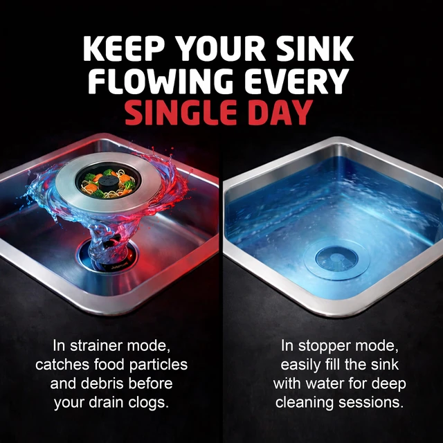 Alt view image 5 of 7 - Kitchen Sink Drain Strainer, 2-in-1 Pop-Up Sink Stopper & Strainer with Removable Anti-Clog Basket, 304 Stainless Steel, Fits 3"-3.4" US Standard Drains, Easy Clean Food Catcher