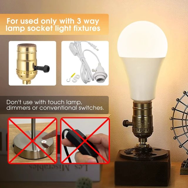 Alt view image 4 of 7 - 3 Way LED Light Bulbs 50 100 150W Equivalent A21 Soft White 3000K 3 Way Light Bulbs Three Way E26 Medium Base 800lm-1400lm-2000lm, 2 Pack