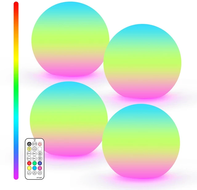 Main image of 3-inch Rechargeable LED Ball Lights, Sphere Night Light 18 Modes, 11 RGB Color Change Mood Lighting, IP65 Waterproof Floating Pool Light for Bedroom Patio Bathtub Decor,Gift