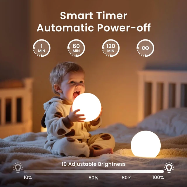 Alt view image 5 of 7 - 3-inch Rechargeable LED Ball Lights, Sphere Night Light 18 Modes, 11 RGB Color Change Mood Lighting, IP65 Waterproof Floating Pool Light for Bedroom Patio Bathtub Decor,Gift