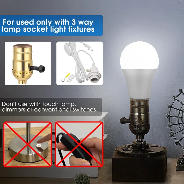 Alt view image 4 of 7 - LED Light Bulbs 3 Way Light Bulbs 50 100 150W Equivalent 5000K Three Way A19 Light Bulbs E26 Medium Base, Daylight White 5000K, 500lm-1000lm-1500lm, 4Pack