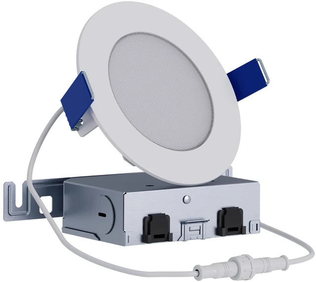 Main image of HLB Canless LED Recessed Lighting 4 inch 5CCT Lumen Select wafer light, IC rated, AIR-TITE, wet rated for soffit /shower light, 700/850/1000lm, 2700K-5000K, New Construction / Remodel