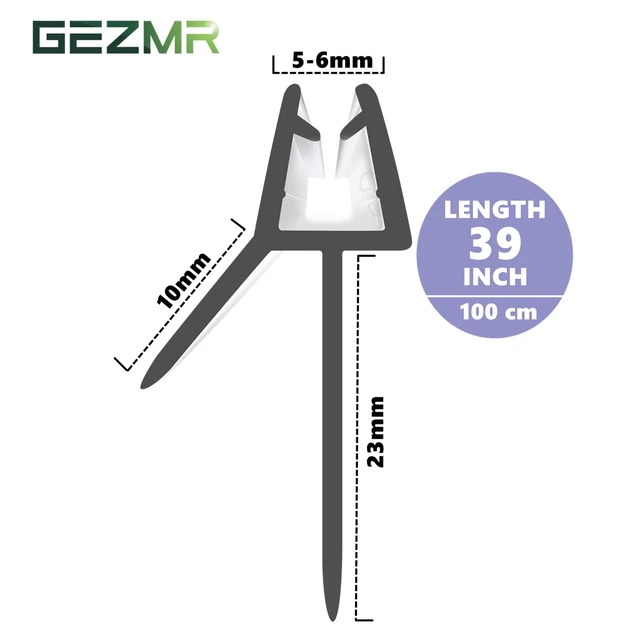 Alt view image 2 of 5 - 2-Pack Frameless Shower Door Bottom Seal (1/4'' X 39'') Clear Glass Shower Door Sweep Strip can Covers up to 23mm Gap - Stop Leaks