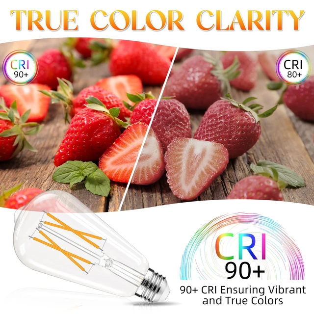 Alt view image 6 of 7 - Edison Bulbs 60 watt LED, Vintage Light Bulbs Non-Dimmable, 2700K Warm White, ST58 E26 LED Bulb, 90+ CRI, E26 Medium Base, Clear Glass, 12 Pack