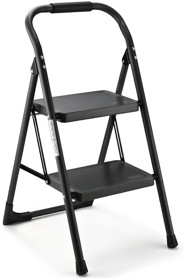 Main image of Step Stool for Adults,2 Step Ladder Folding 330lbs Anti Slip Step Stool,Foldable Ergonomic 2 Steel Stool with Wide Pedal for Home, Kitchen, Office (Matte Black)