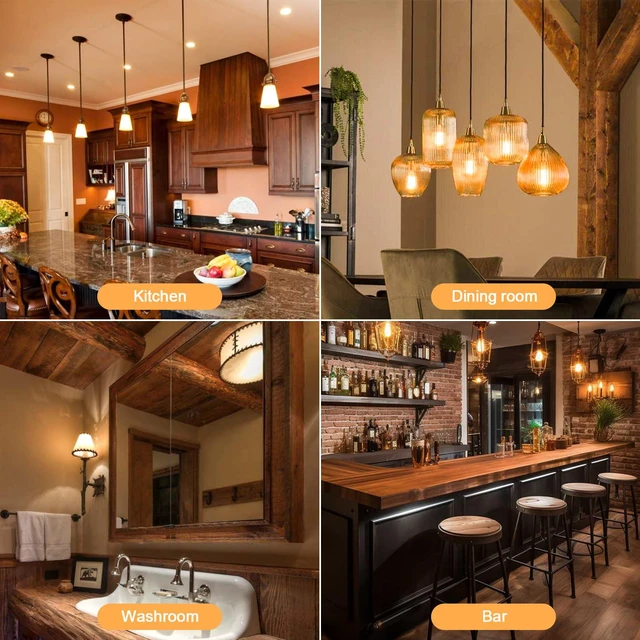 Alt view image 6 of 6 - Dimmable E26 4W LED A19 Vintage Edison Decorative Light Bulbs 40 Watt 2500K 4 Pack Amber Warm White Light, Decorative Antique Light Bulbs for Modern, Rustic, Farmhouse Light Fixtures, CRI 90+, 300LM