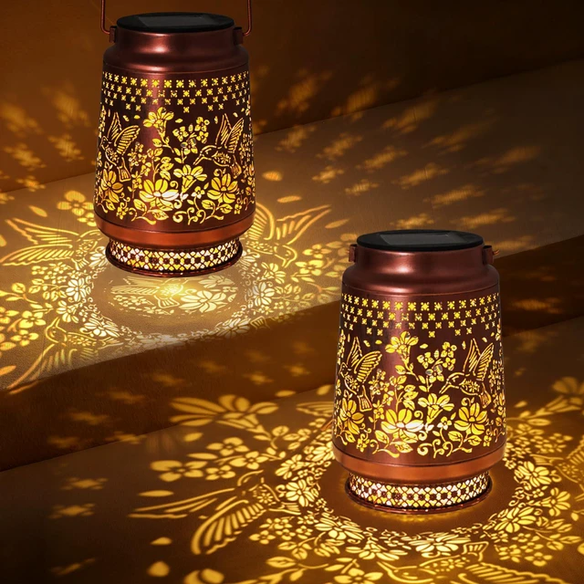 Main image of 2 Pack Hummingbird Solar Lanterns Outdoor Waterproof, Garden Decor Birthday Gifts for Women Mom Grandma Sister, Metal Hanging Solar Lights Outside Decorative for Backyard Patio Lawn Pathway Landscape