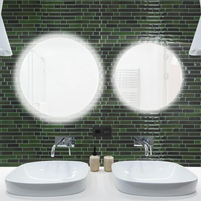 Alt view image 4 of 7 - Linear Design Tile Peel and Stick Backsplash, 10-Sheet, Dark Green 12 x 12 Inch, Enhanced Thickness, Warp Resistant, Strong Adhesion, Sturdy, for Kitchen, Bedroom, Ideal for Home Improvement