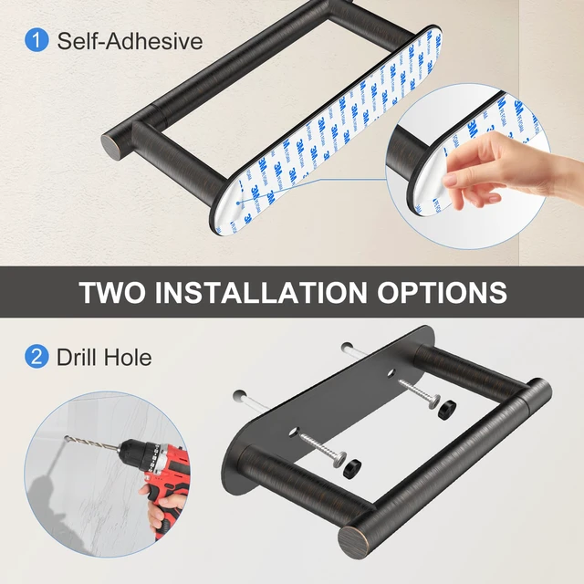 Alt view image 5 of 7 - Toilet Paper Holder Adhesive or Screw-in Oil Rubbed Bronze Adhesive or Screw-in,Waterproof and Rustproof Stainless Steel,Wall Mount Design,for Bathroom Hardware Accessories