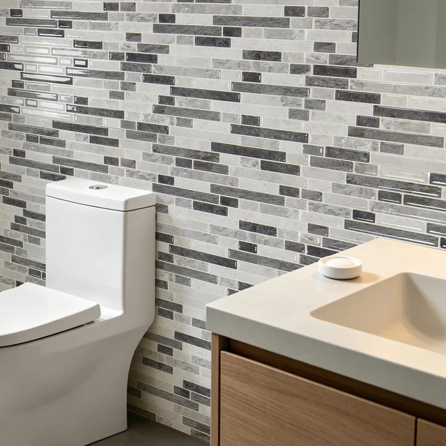 Alt view image 4 of 7 - Linear Tile Peel and Stick Backsplash, 10-Sheet, Multi-Tone Gray 12 x 12 Inch, Enhanced Thickness, Warp Resistant, Strong Adhesion, Sturdy, for Kitchen, Bedroom, Ideal for Home Improvement
