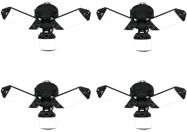 Main image of LED Garage Light, 80W 8000 Lumen Ceiling Lights with 3 Adjustable Panels, E26/E27 6500K Daylight Light Bulb Fixture LED Lights for Garage, Barn, Attic Workshop Bay Light (80W 4Pack)