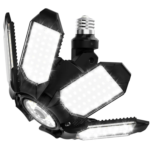 Main image of Rotatable LED Garage Light, Brighter Basement Shop Ceiling Lighting LED Garage Ceiling Lights w/ 6 Adjustable Panels, Screw in E26 E27 Socket Bulbs for Attic, Warehouse, Home, Utility, Workshop