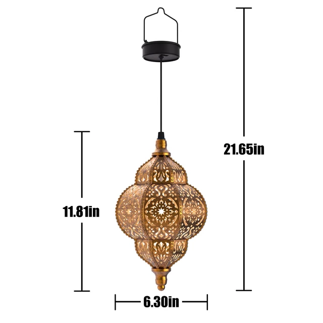 Alt view image 6 of 7 - Hanging Solar Lights Outdoor Garden Decor Solar Lantern Waterproof Plastic Moroccan Outdoor Decorations for Patio Pathway Yard Backyard Garden Decorative (2 Pack, Bronze)