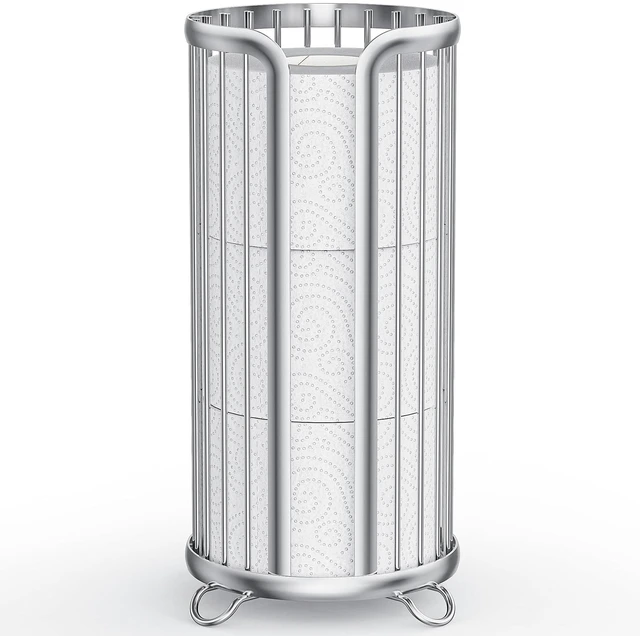 Main image of Toilet Paper Holder Stand, Freestanding Toilet Paper Storage,Silver Waterproof Raised Feet,Rustproof,Fit 3 Mega Rolls,No Drilling No Assemble,Minimalistic Storage,Space-saving Renter Friendly