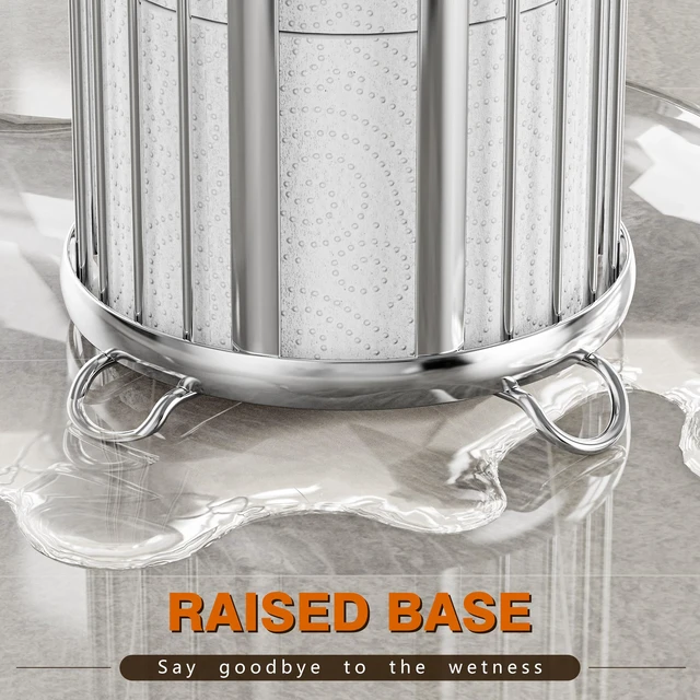 Alt view image 6 of 7 - Toilet Paper Holder Stand, Freestanding Toilet Paper Storage,Silver Waterproof Raised Feet,Rustproof,Fit 3 Mega Rolls,No Drilling No Assemble,Minimalistic Storage,Space-saving Renter Friendly