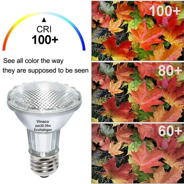 Alt view image 7 of 7 - 9PCS Eco Halogen Light Bulb, 39W PAR20 Warm White, Dimmable, 480 Lumens, 3000K, 120V, E26 Medium Base, 40° Flood Beam Angle, Track Lights, Indoor