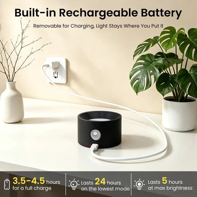 Alt view image 5 of 7 - LED Reading Lights, Wall Mounted Sconces with 3 Color Temperatures & 3 Brightness Levels Rechargeable Battery Magnetic Ball 360°Rotation Touch Control, Lamps for Kids Study Bedside Closet