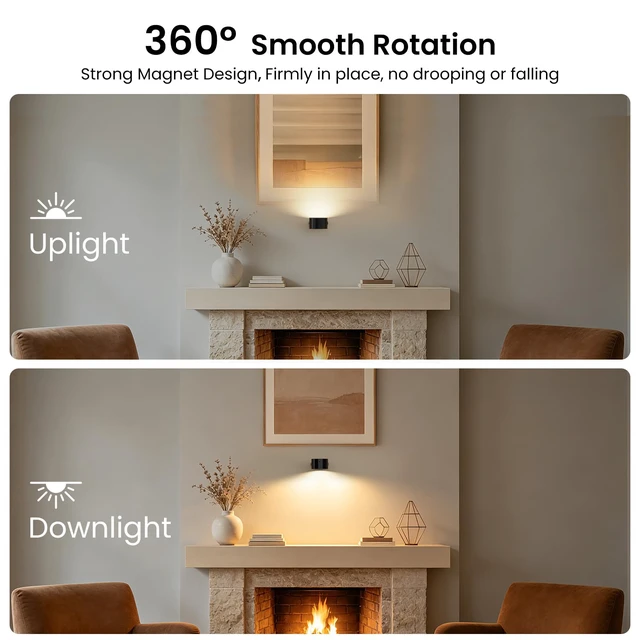Alt view image 7 of 7 - LED Reading Lights, Wall Mounted Sconces with 3 Color Temperatures & 3 Brightness Levels Rechargeable Battery Magnetic Ball 360°Rotation Touch Control, Lamps for Kids Study Bedside Closet