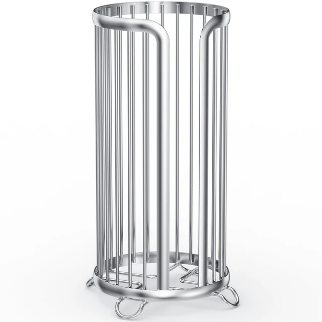 Alt view image 7 of 7 - Toilet Paper Holder Stand, Freestanding Toilet Paper Storage,Silver Waterproof Raised Feet,Rustproof,Fit 3 Mega Rolls,No Drilling No Assemble,Minimalistic Storage,Space-saving Renter Friendly