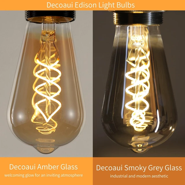 Alt view image 4 of 7 - E26 ST64 Vintage Edison Light Bulbs, Smoky Grey Coated Glass, Dimmable, 4W(20W Equivalent) 150 Lumens, 2700K Soft White, Spiral Filaments Design, Antique Style, 25000 Hrs, 3-Pack