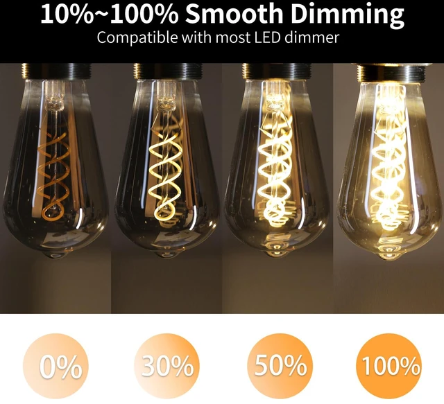 Alt view image 6 of 7 - E26 ST64 Vintage Edison Light Bulbs, Smoky Grey Coated Glass, Dimmable, 4W(20W Equivalent) 150 Lumens, 2700K Soft White, Spiral Filaments Design, Antique Style, 25000 Hrs, 3-Pack