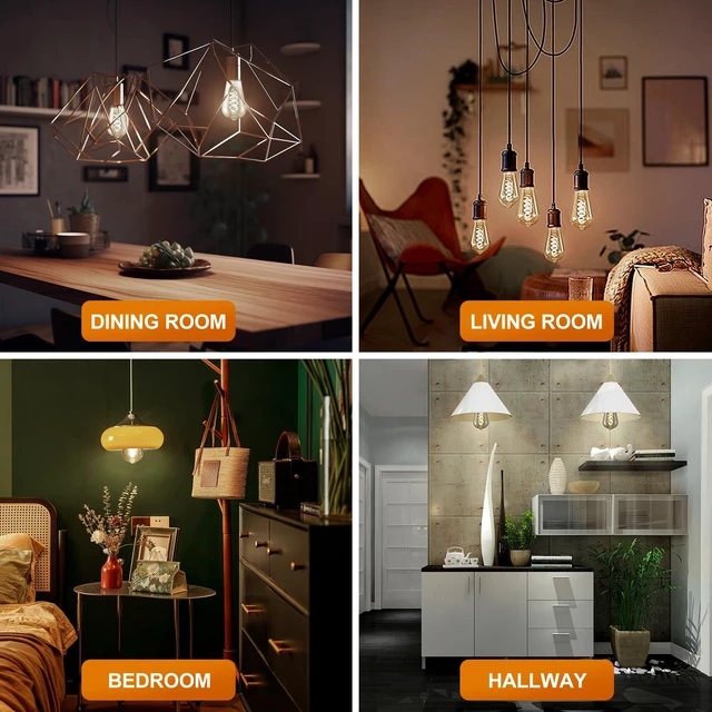 Alt view image 7 of 7 - E26 ST64 Vintage Edison Light Bulbs, Smoky Grey Coated Glass, Dimmable, 4W(20W Equivalent) 150 Lumens, 2700K Soft White, Spiral Filaments Design, Antique Style, 25000 Hrs, 3-Pack