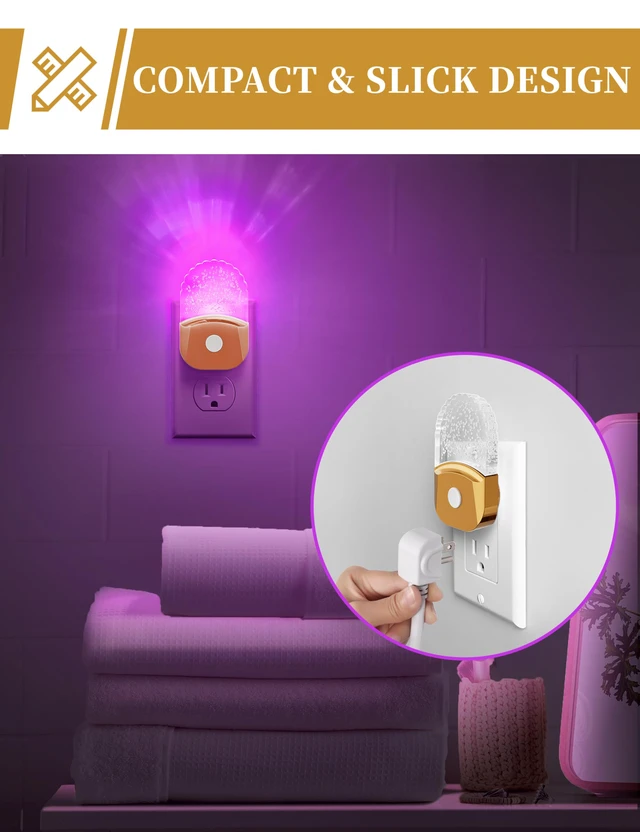 Alt view image 5 of 7 - 8-Color RGB Night Lights Plug Into Wall,2 Pack,Kids Night Light Color Changing Night Light,LED Night Light with Dusk to Dawn Sensor,for Bathroom Decor Children Room,Golden Cover