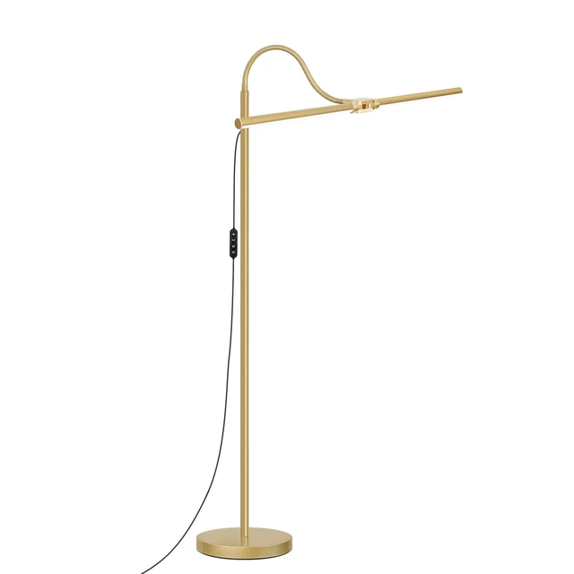 Alt view image 7 of 7 - Gold Floor Lamp, 18W/2000LM Bright LED Floor Lamp for Living Room Office, Adjustable Gooseneck Dimmable Standing Task Lamp for Reading, Study, Arts, Eye Caring Craft Light for Sewing Tatoo Puzzle