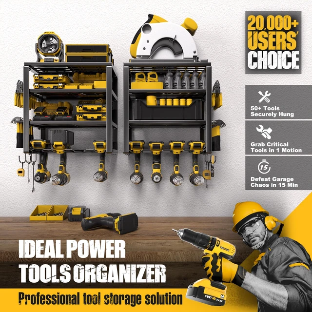 Alt view image 2 of 7 - Power Tool Organizer Wall Mount 4 Layers, Heavy Duty, Garage Storage