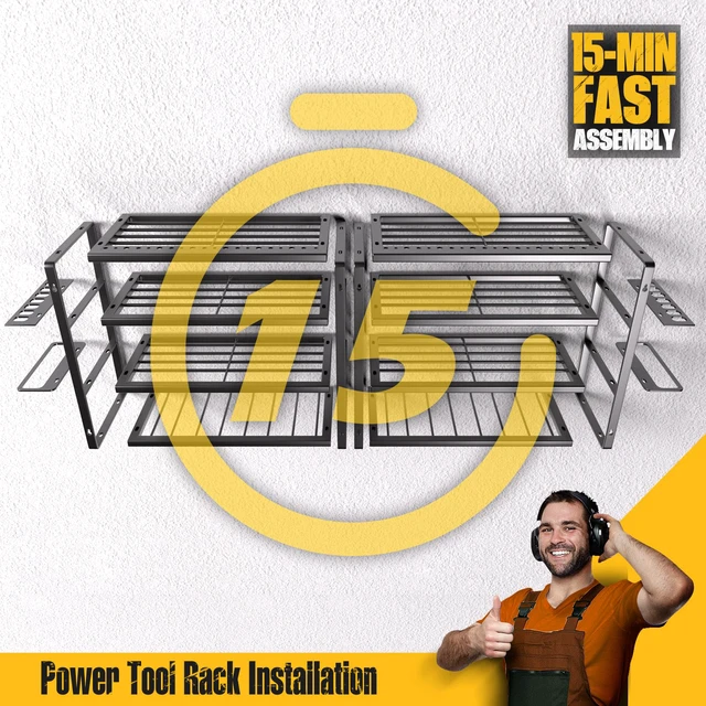 Alt view image 3 of 7 - Power Tool Organizer Wall Mount 4 Layers, Heavy Duty, Garage Storage