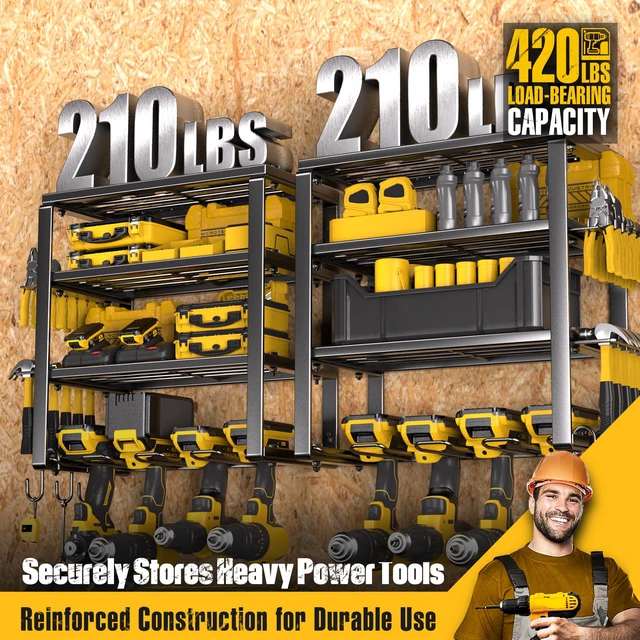 Alt view image 4 of 7 - Power Tool Organizer Wall Mount 4 Layers, Heavy Duty, Garage Storage