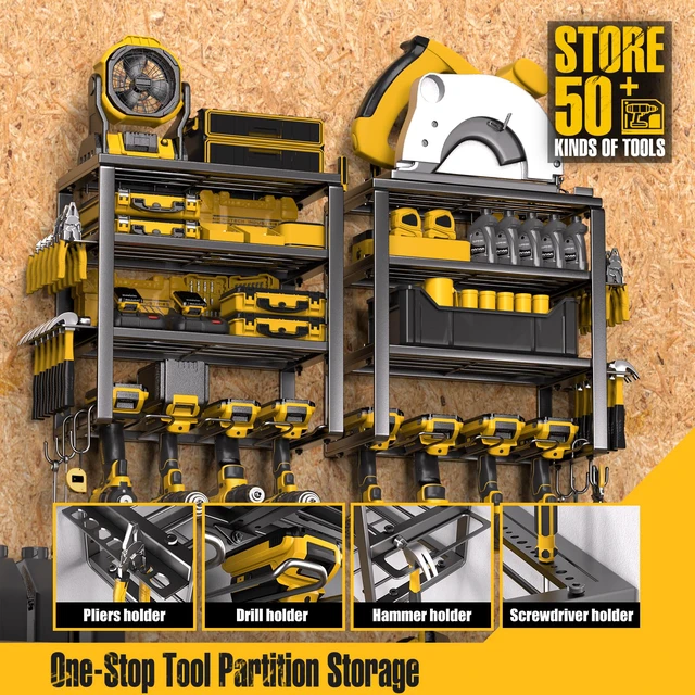 Alt view image 6 of 7 - Power Tool Organizer Wall Mount 4 Layers, Heavy Duty, Garage Storage