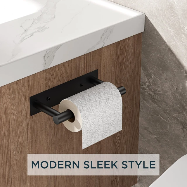 Alt view image 2 of 7 - Commercial Toilet Paper Holder Wall Mount Bathroom Tissue Holder Matte Black 2 Pack| Adhesive or Screw | SUS304 Stainless Steel Rustproof | Pivoting Tissue Roll Holder | Square Base