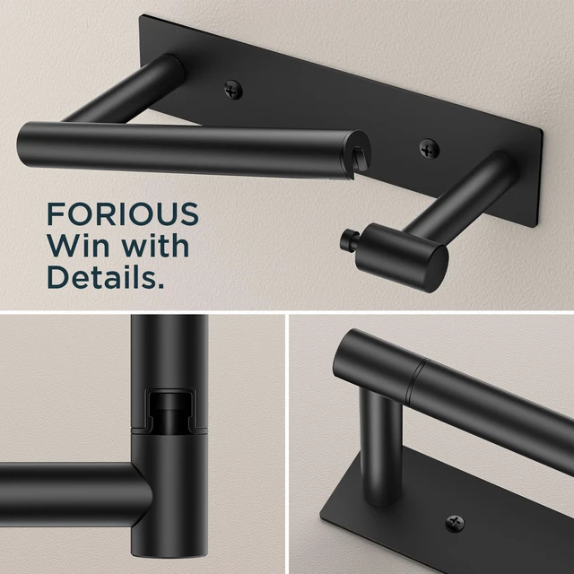 Alt view image 3 of 7 - Commercial Toilet Paper Holder Wall Mount Bathroom Tissue Holder Matte Black 2 Pack| Adhesive or Screw | SUS304 Stainless Steel Rustproof | Pivoting Tissue Roll Holder | Square Base