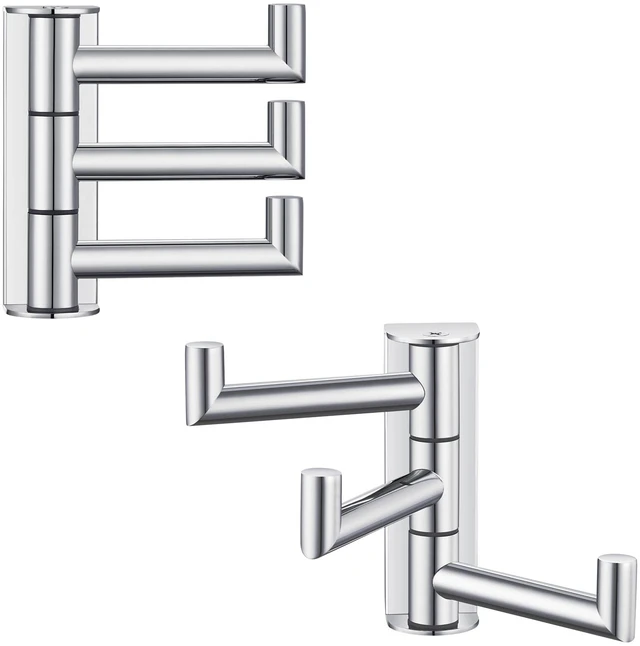 Main image of Swivel Towel Hooks, Robe Coat Hook 2 Pack, Polished Chrome 304 Stainless Steel, Foldable Hand Towel Holder for Bathroom Kitchen Closet Cabinet, Compact Space Saver, Screws Wall Mount