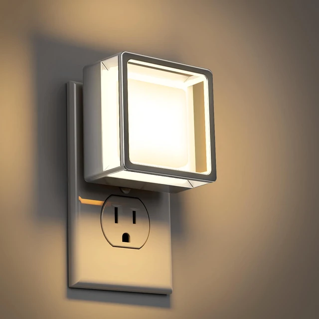 Main image of Night Light,Night Lights Plug into Wall,2 Pack 3000K Nightlight Adjustable Brightness,Automatic Night Light Plug in with Light Sensor,for Bathroom Hallway Room Decor,Silver
