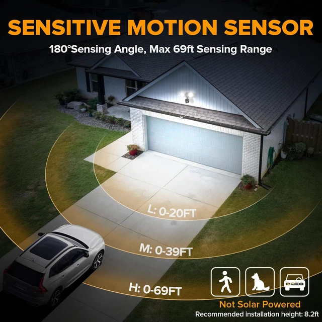 Alt view image 3 of 7 - 32W 3500 Lumen LED Security Lights Motion Sensor Light Outdoor, 5000K Daylight, IP65 Waterproof, Dusk to Dawn, Motion Detector Flood Light for Garage, Yard, Porch-Brown